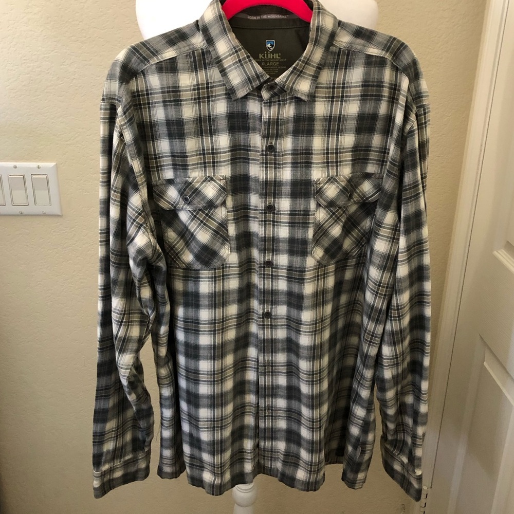 Kuhl Gray, Blue and White Plaid Men's Shirt